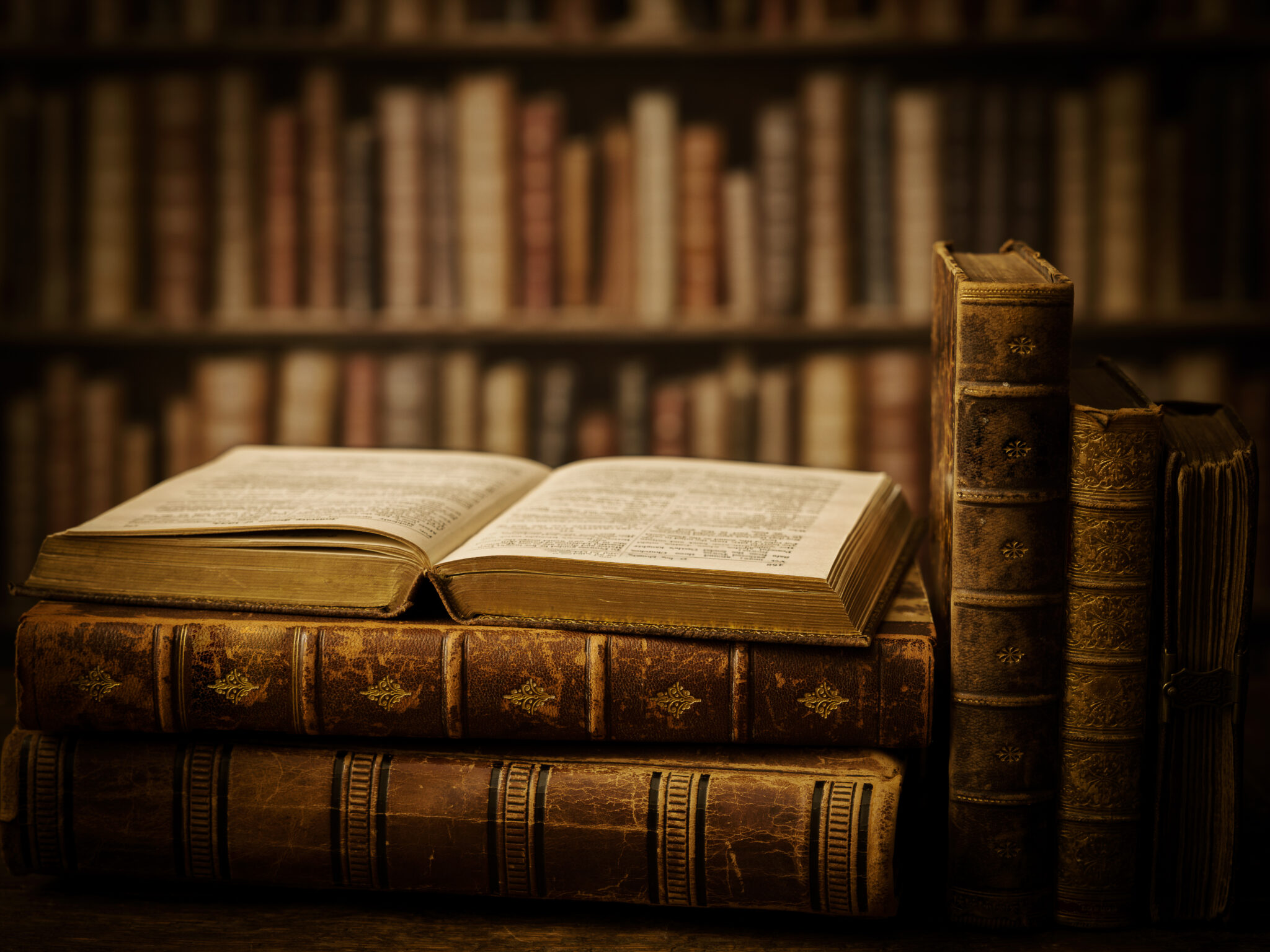 old books in a library